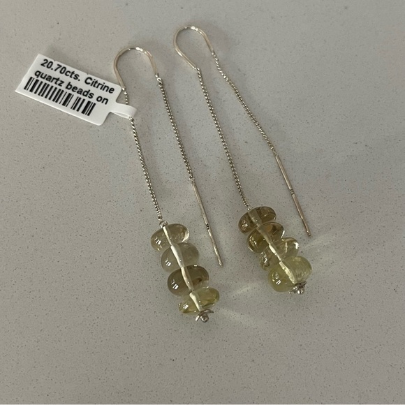 One of a kind Citrine 8mm rondells on threader earrings - Picture 9 of 10